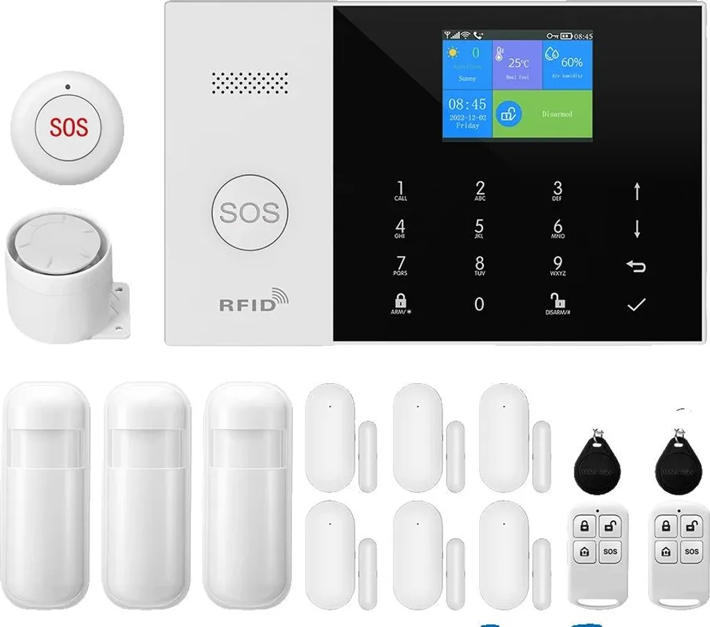 Sistema di allarme di sicurezza, connettività wireless, controllo intelligente tramite app, GSM 2G Kit D, spina UE