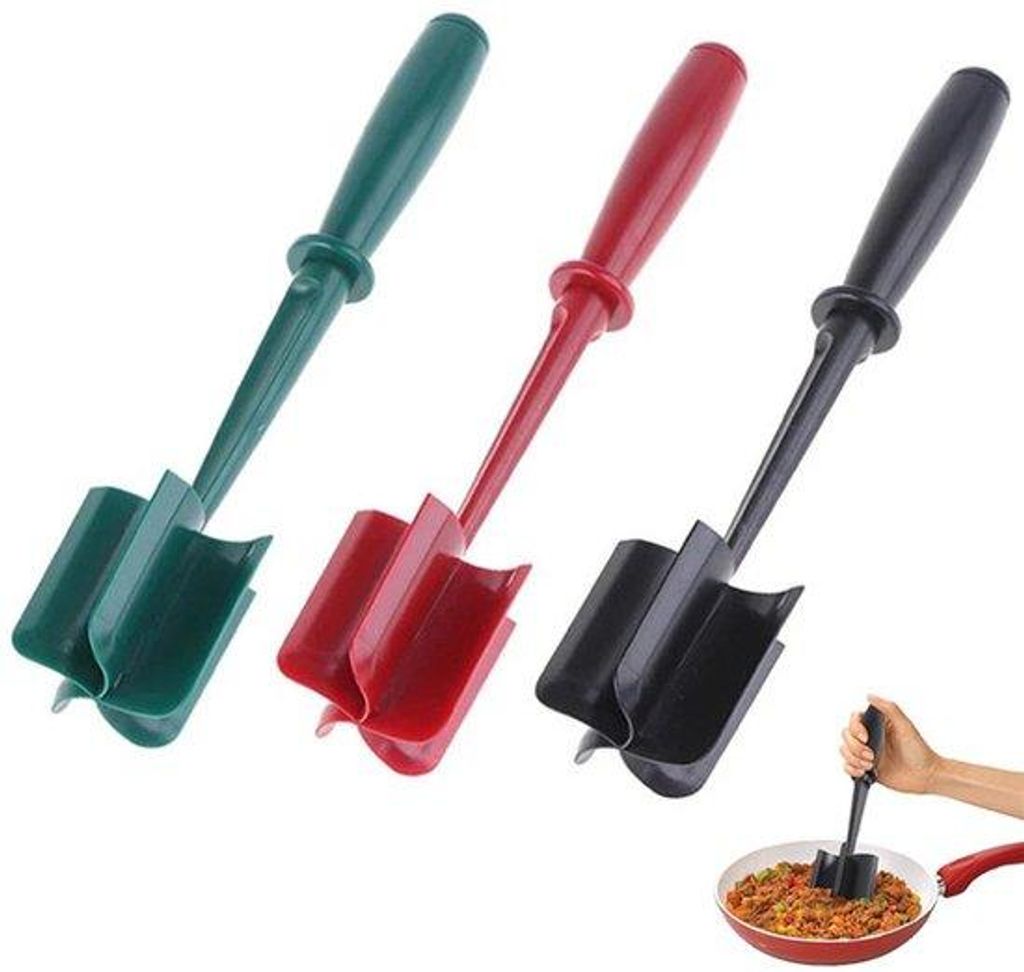 Rundvleessnijder-Set - 3-teilig - hittebeständig - hamburgersnijder - 10x4x4 cm - schwarz - rot - grün