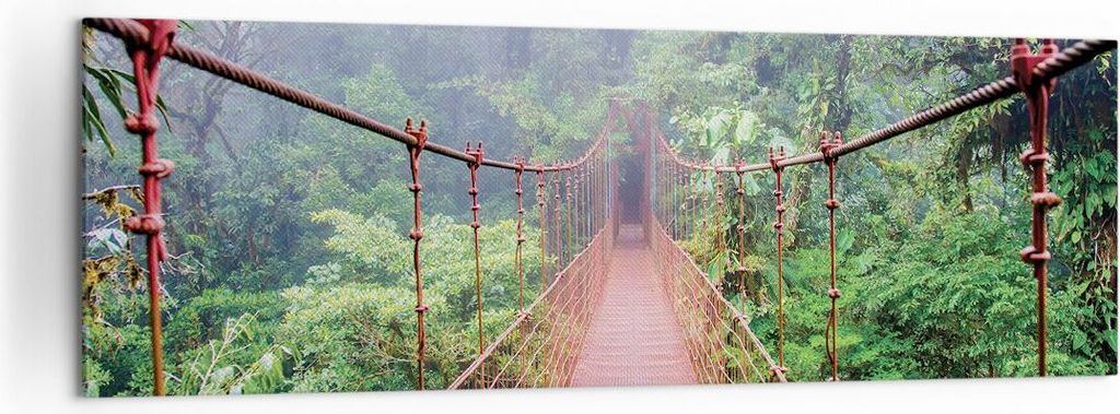 Bild auf Leinwand - Leinwandbild - Einteilig - Brücke ausgesetzt Costa Rica - 160x50cm - Wand Bild - Wanddeko - Wandbilder - Leinwanddruck - Bilde...