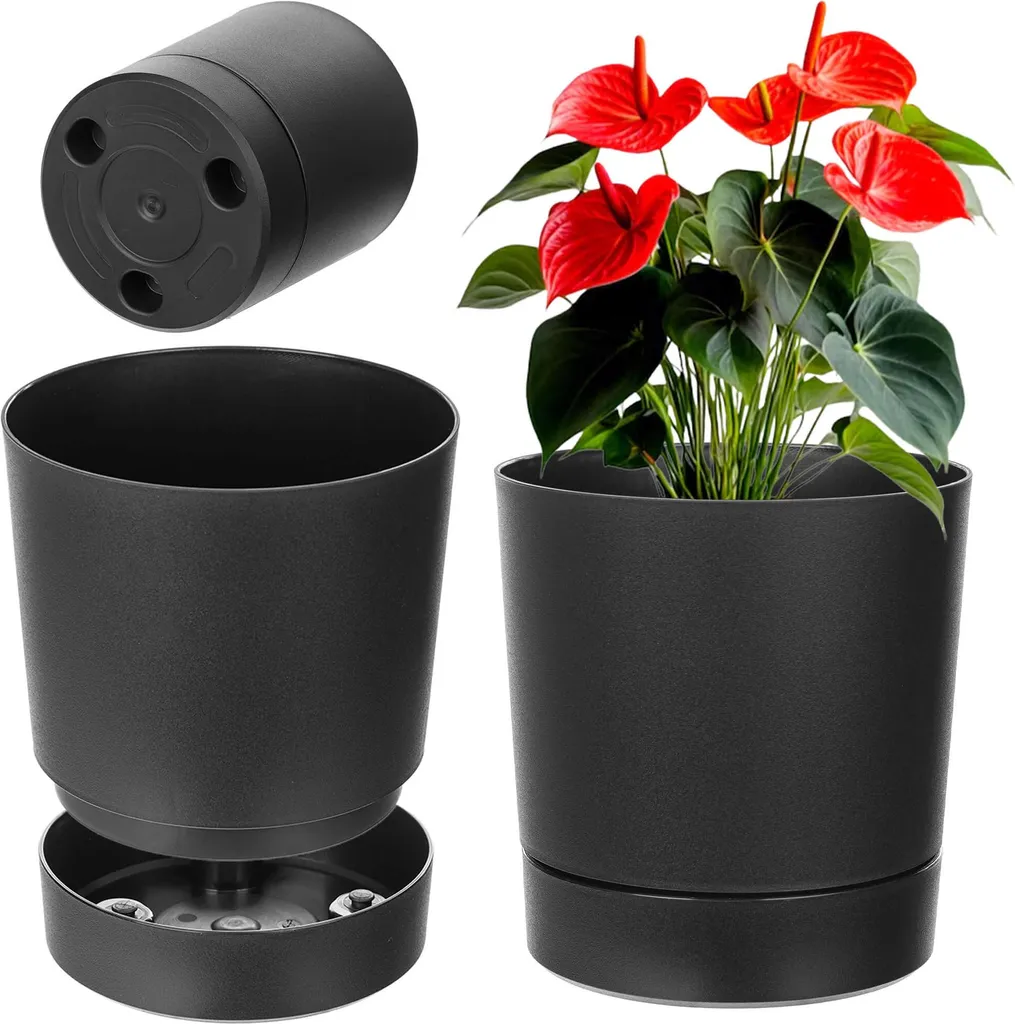 Aménagez votre terrasse avec le bac à plantes noir Aura 350 et son socle KADAX