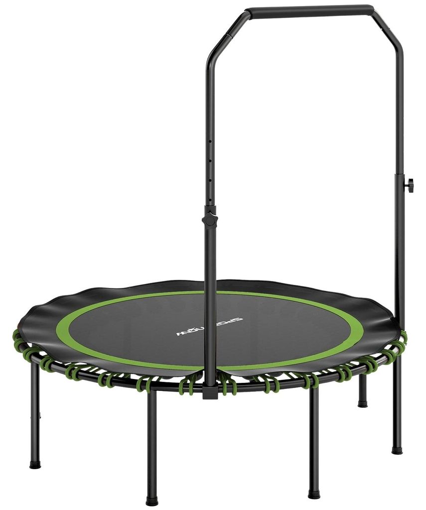 Fitness-Trampolin mit verstellbarem Griff, Indoor/Outdoor, Grün