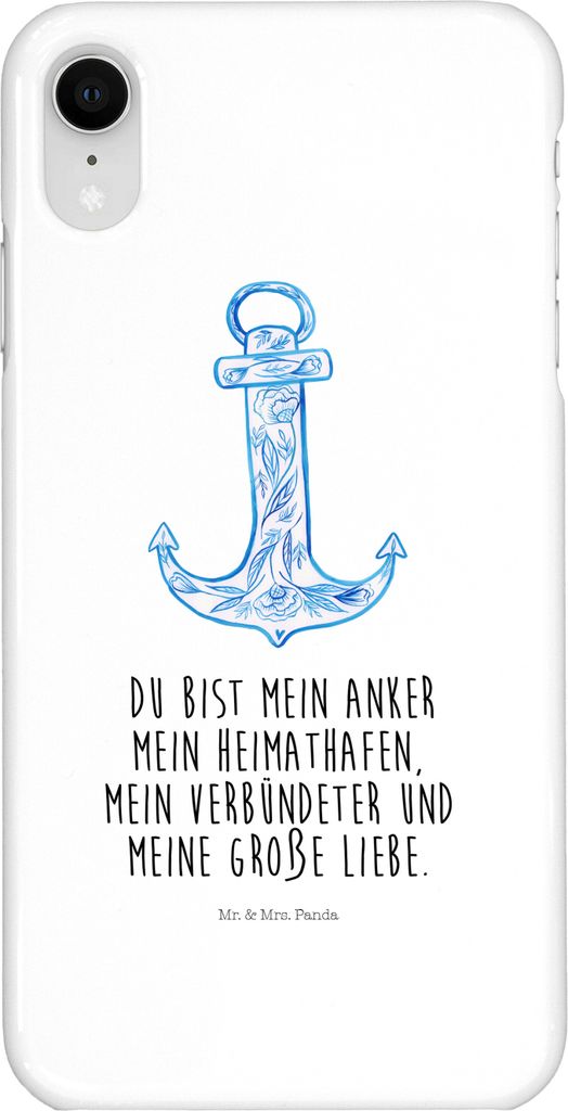 Mr. & Mrs. Panda Iphone XR Handyhülle Anker Blau - Weiß - Geschenk, Lustige Sprüche, Premium Kunststoff, Handy Case