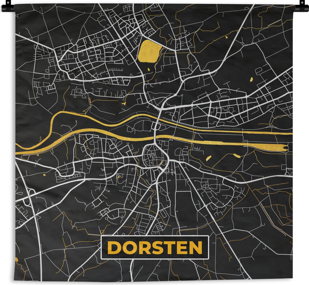 MuchoWow Wandteppich Wandbehang Dorsten - Karte - Deutschland - Karte - Gold 150x150 cm Tapisserie Dekoration Wandtuch - Wohnaccessoires - Modernes