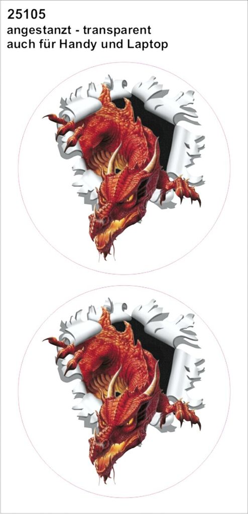 Aufkleber Einschussloch 2er-Set 60 mm Motiv Drache