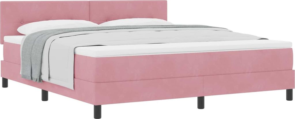 Boxspringbett mit Matratze mit Kopfteil Rosa 180 x 200 cm Samt