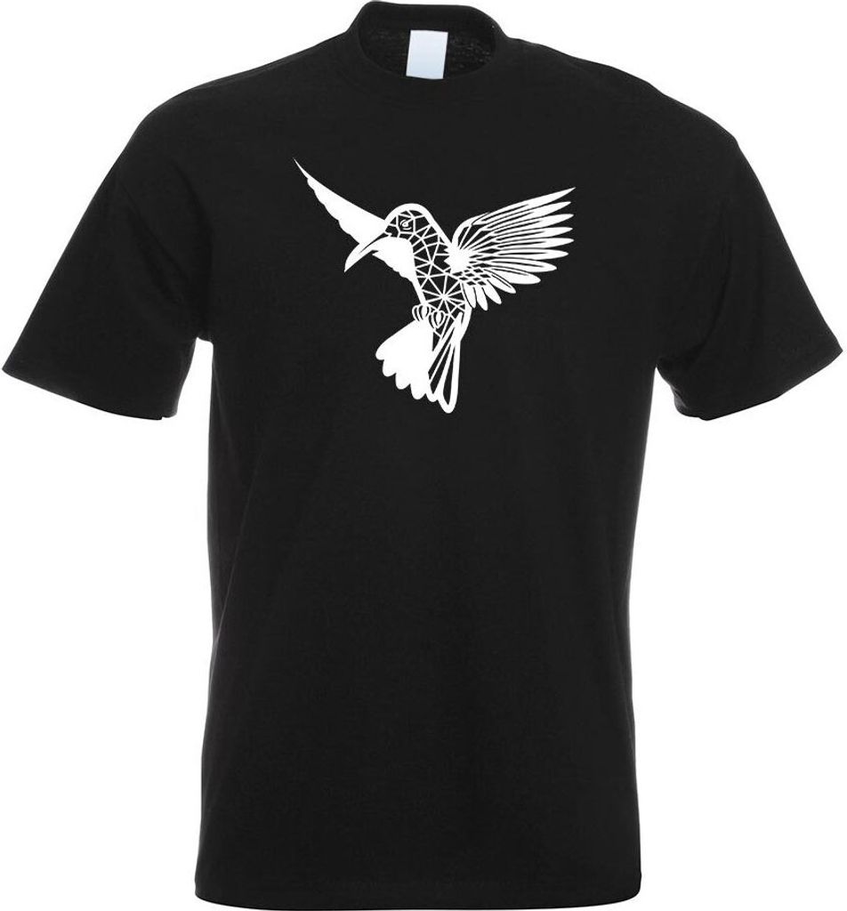 Kiwistar - T-Shirt - schwarz - Polygon Kolibri Figur Tier Art Herren Funshirt Bedruckt Design Sprüche Spruch Motive - mit Motiv Bedruckt - Funshir...