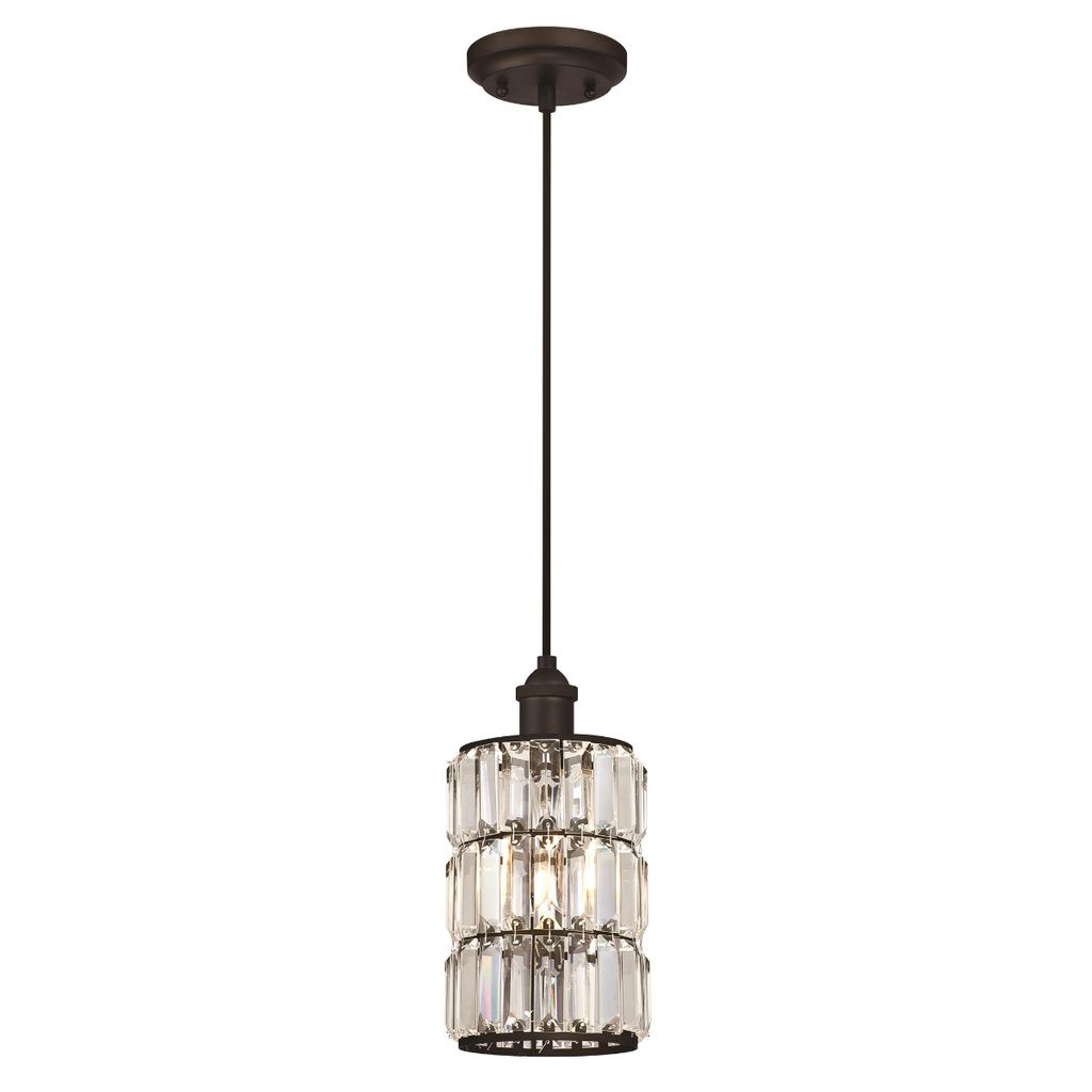 Pendelleuchte Sophie Bronze geölt und Kristallglas mit 1 Lichtquelle