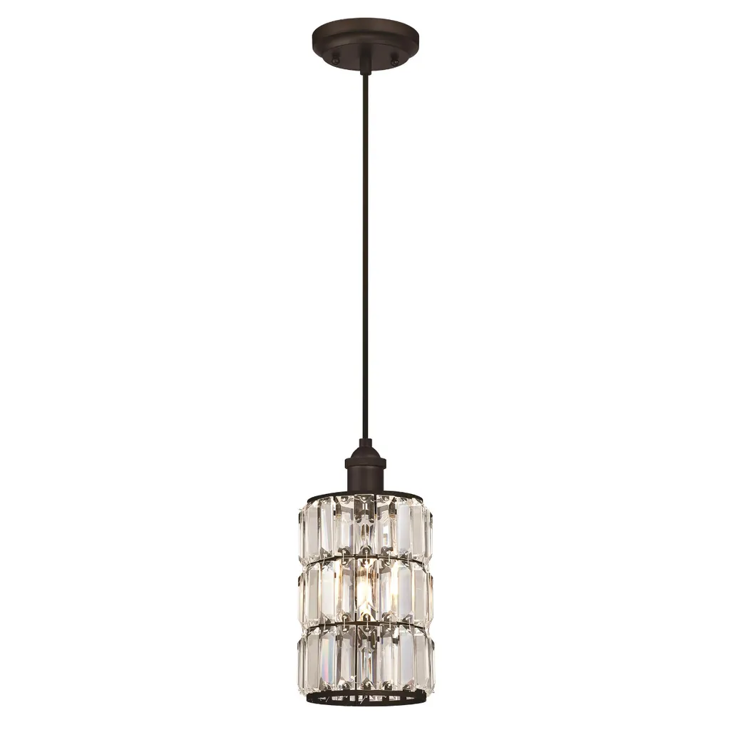 Lustre suspension en cristal et bronze huilé Sophie pour salon chic