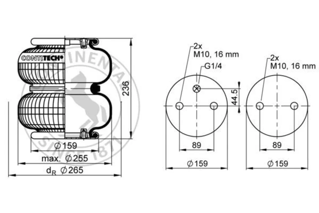Ressort pneumatique double convolution FD 200-22 pour suspension air