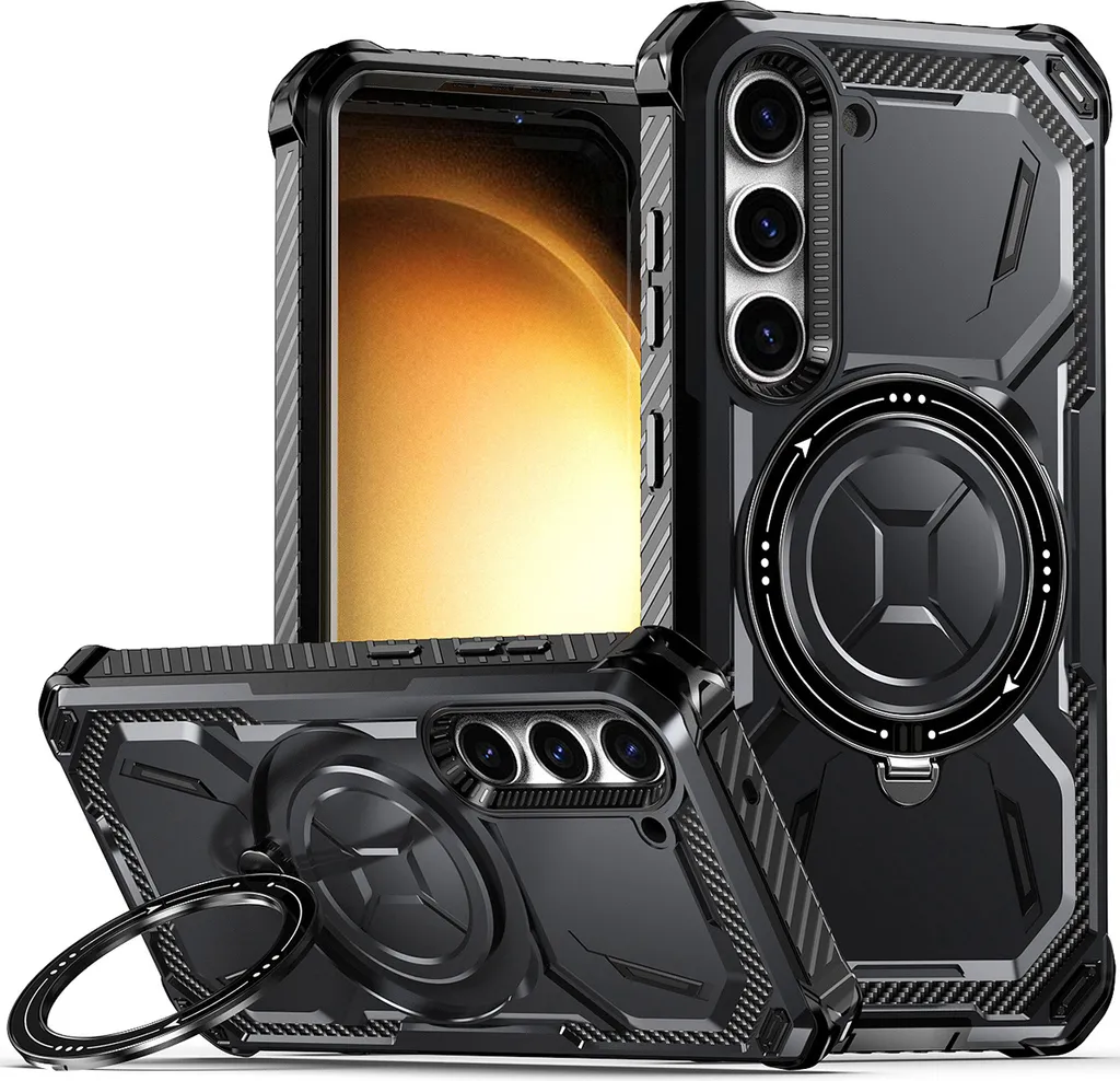 Custodia protettiva per Samsung Galaxy S23+ Custodia a doppio strato con supporto magnetico, compatibile con caricatore Magsafe Nero