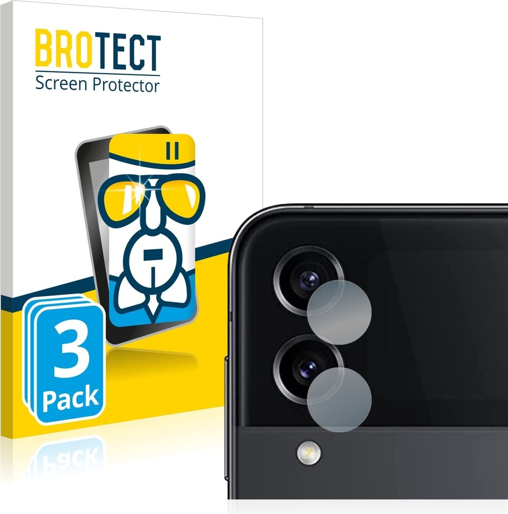 3x BROTECT Schutzglas für Samsung Galaxy Z Flip 4 (NUR Kameraschutz) Schutzfolie Panzer Folie Glas Display Schutz klar
