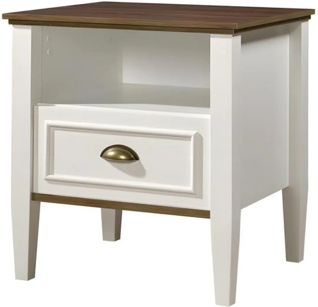 Table de nuit en bois blanc au design minimaliste pour chambre adulte