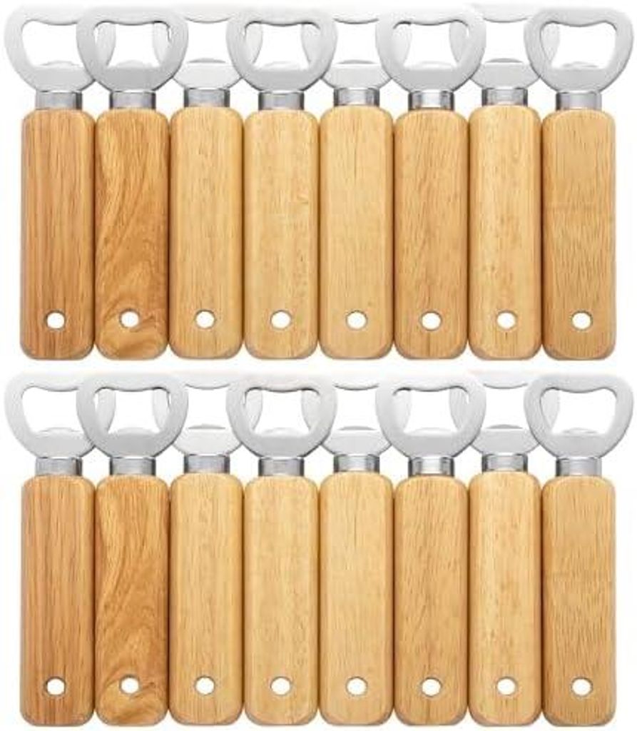 Gravierbare Flaschenöffner aus Holz, 16 Stück tragbare Produktbild 