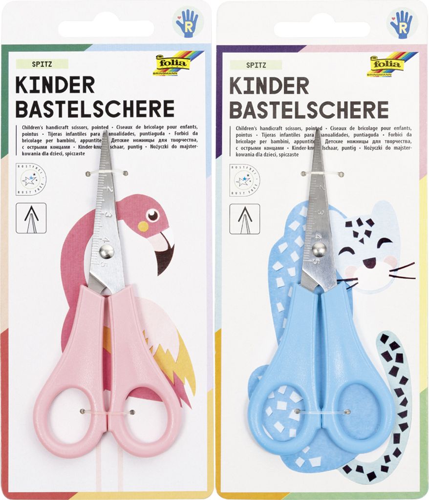 folia Kinder-Bastelschere spitz Länge: ca. 135 mm zufällige Farbe (1 Stück)