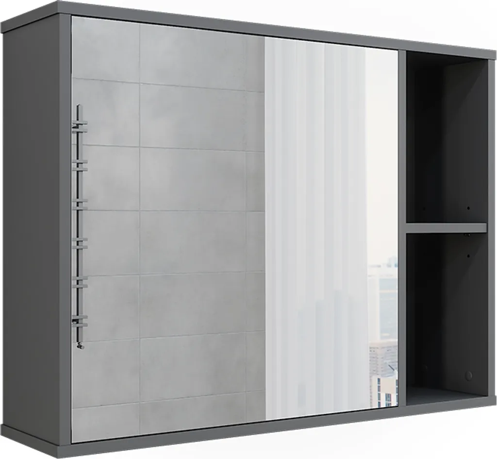 Meuble miroir de salle de bain suspendu Vicco Leano 80 cm gris