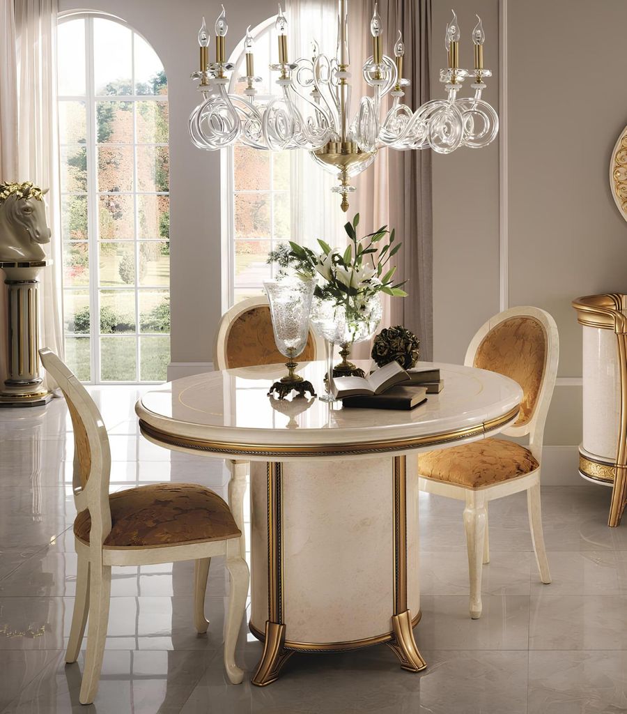 arredoclassic Luxus Klasse Möbel Esszimmer Rund Tisch Esstisch + 4 Stühle Neu