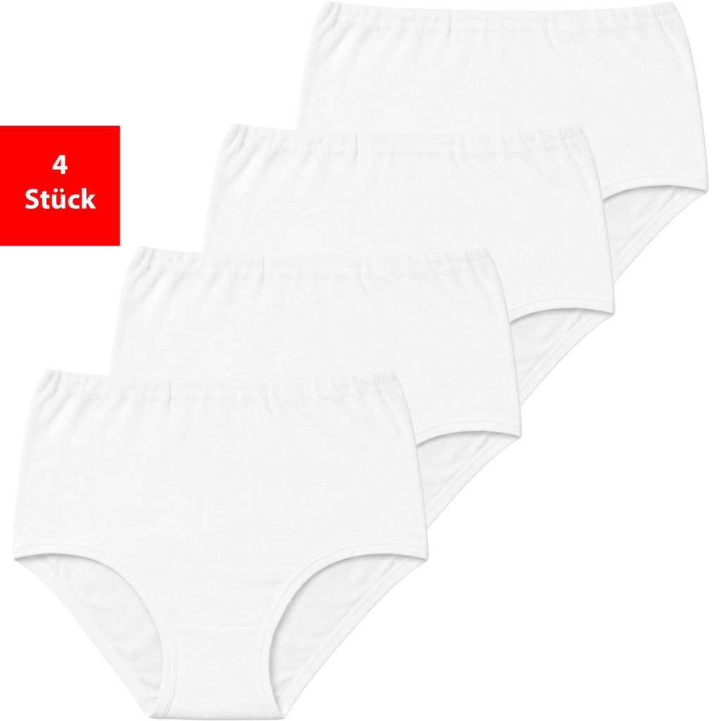 Taillenslip Damen Slips aus 100% Baumwolle im 4er & 8er Pack mit Stretchbund - 52/54 4er