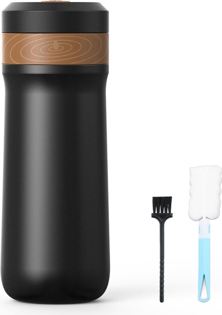 French-Press-Kaffeemaschine fuer Reisen, 2-lagiges Filternetz, doppelwandiger, vakuumisolierter Edelstahl-Kaffeebereiterbecher fuer Kaffee, Tee, tr...