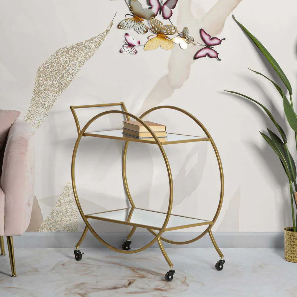 Chariot de bar miroir Globe : la solution de rangement chic et dorée - 11