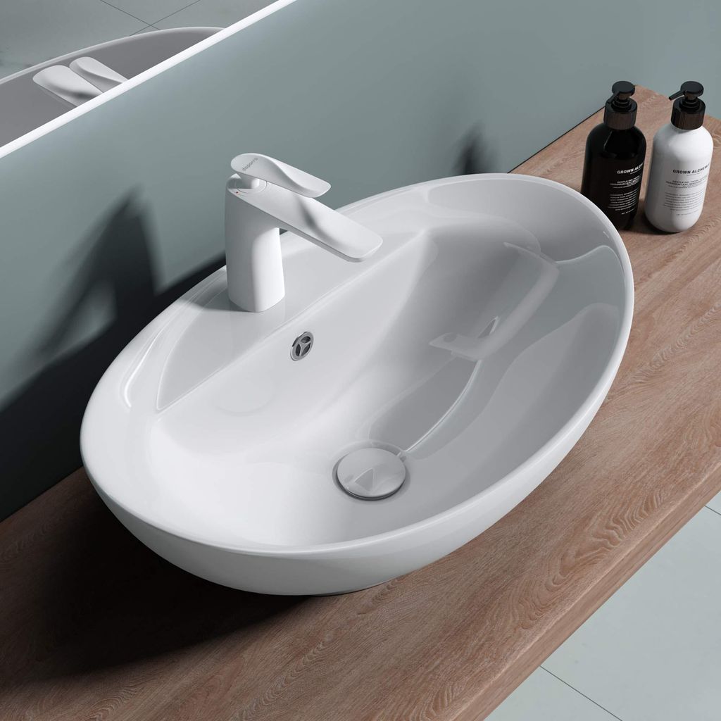 doporro Lavabo vasque à poser blanc 59cm lave main Image du produit 
