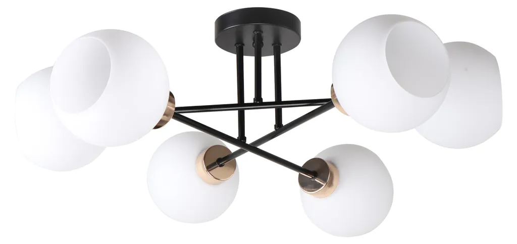 Plafonnier AMANDA design 6xE27 Noir et Doré - Lustre Chic 40W pour Salon