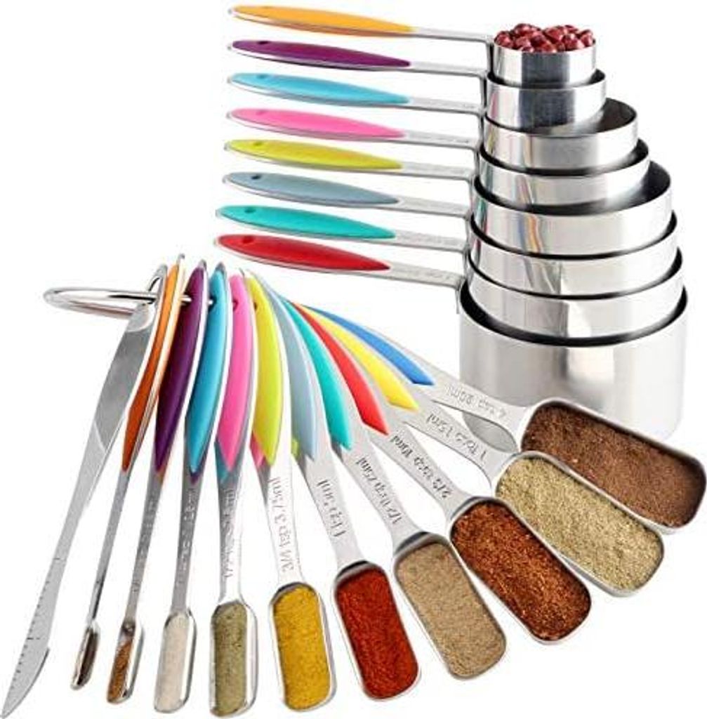 Messbecher und Messlöffelsets Edelstahl Messbecher Löffel Produktbild 