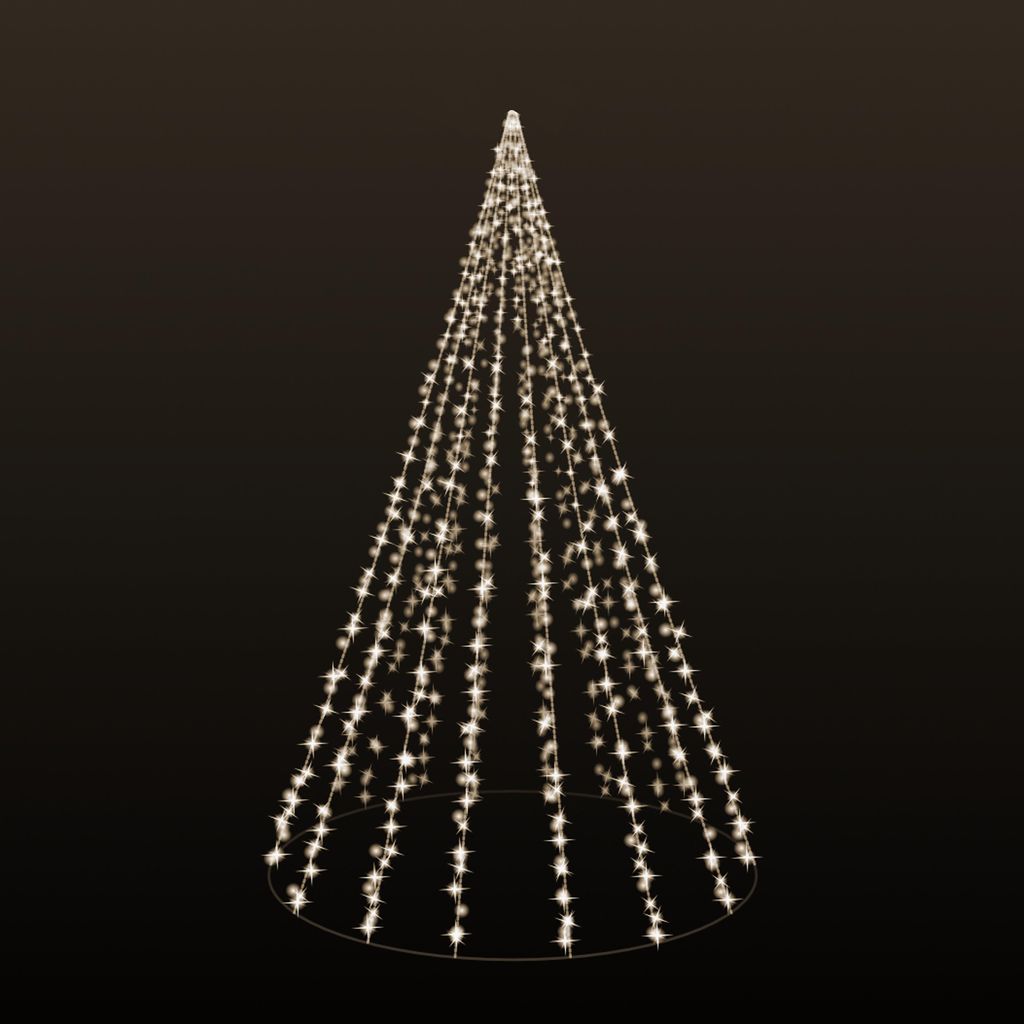 LILENO HOME Lichterkette Weihnachtsbaum/Fahnenmast für außen u. innen - Fahnenmast LED Lichterkette mit Ring - Baummantel Lichterkette