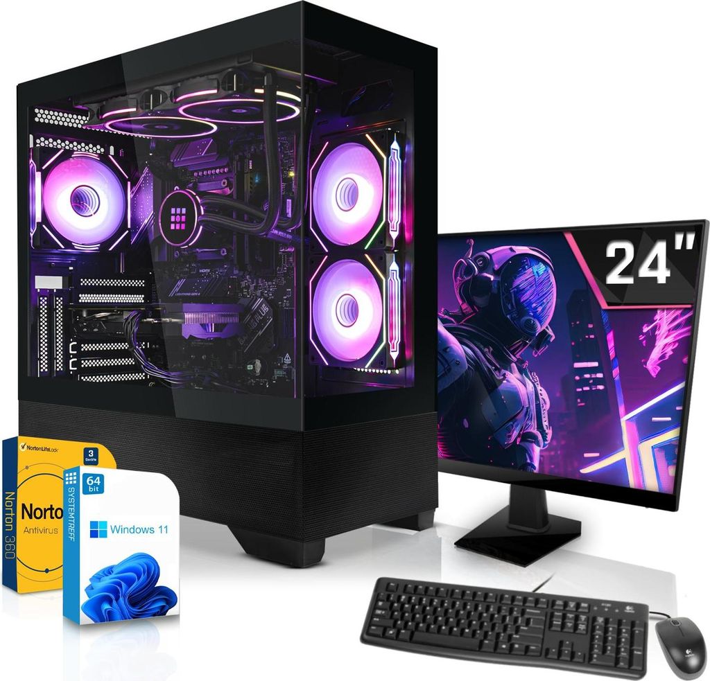SYSTEMTREFF Office Komplett Set - Core i9-13900K - Intel UHD Graphics 770 - 32GB DDR5 - 512GB NVMe + 1TB HDD - 24 Zoll TFT - Desktop PC