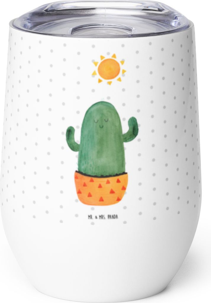 Mr. & Mrs. Panda thermosbecher Kaktus Sonne - Weiß - Geschenk, Thermobecher, kaffee tasse, Kakteen, Liebeskummer, Sonnenschein, Thermo Becher, Ges...