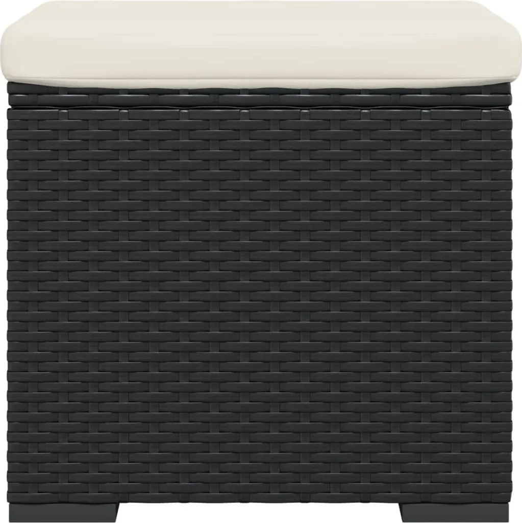 Tabouret Poly Rotin Noir avec Coussin : Solution Gain de Place Jardin