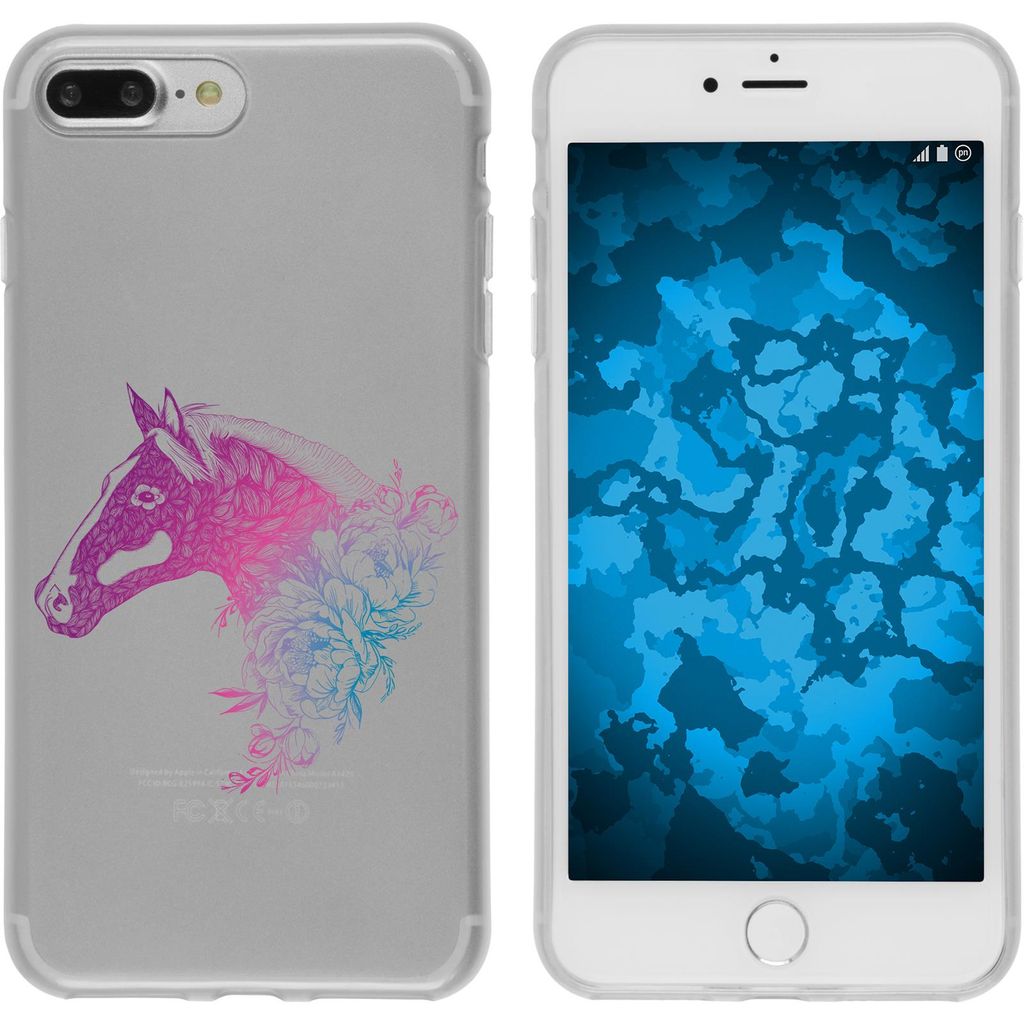 PhoneNatic Case kompatibel mit Apple iPhone 7 Plus / 8 Plus Silikon-Hülle Floral Pferd M5-6
