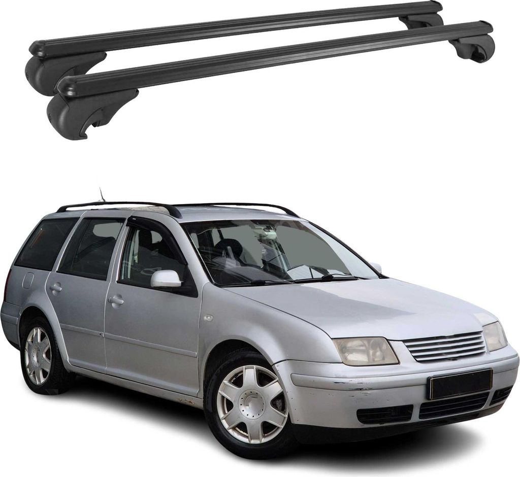 Dachträger für VW Bora Variant 1999-2005 Gepäckträger Grundträger Alu Schwarz 2x