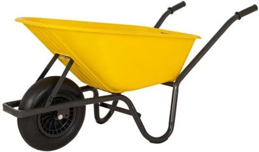 Brouette Bac Plastique Jaune 85 Litres HQ pour Travaux de Jardinage