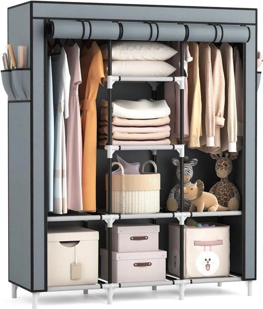 Armoire mobile de voyage grise grande capacité 124cm - Structure acier