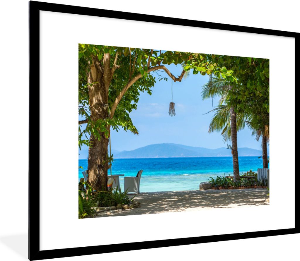 MuchoWow Gerahmtes Poster Tropisch - Strand - Meer 80x60 cm - Poster mit Schwarzem Bilderrahmen Wandposter Rahmen Foto Bilder - Schlafzimmer-Deko...