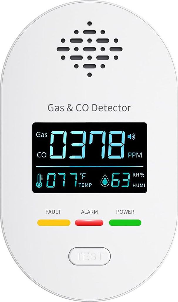 4-in-1 Gas-CO-Temperatur-Feuchtigkeits-Alarm – LCD-Display, Produktbild 