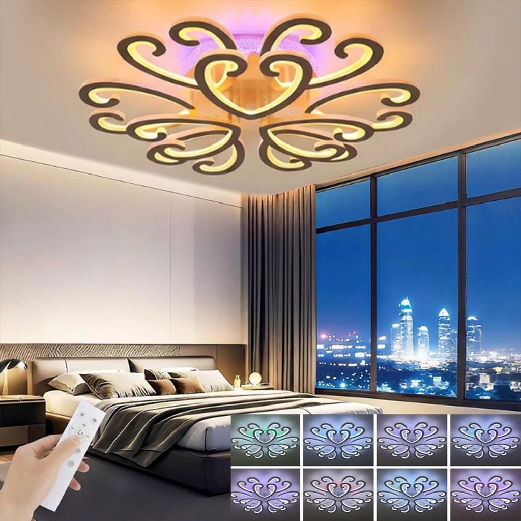 100W Herzform LED Deckenleuchte mit RGB Farbwechsel Lamp, Dimmbar mit Fernbedienung, Modern Deckenlampe für Schlafzimmer Kinderzimmer Wohnzimmer
