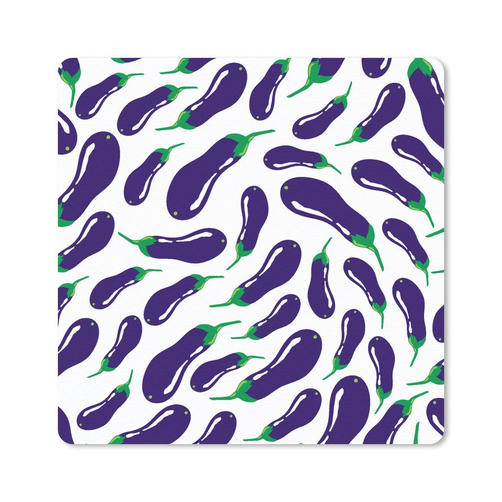 MuchoWow Mauspad Mousepad Aubergine - Gemüse - Muster 30x30 cm - Mousepads - Maus Mat - Pad - Mausunterlage - Gaming