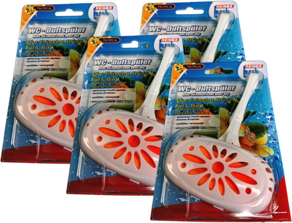WC- FRISCH-AKTIV -DUFTSPÜLER, mit Einhänger, Tropical, 4 Stück