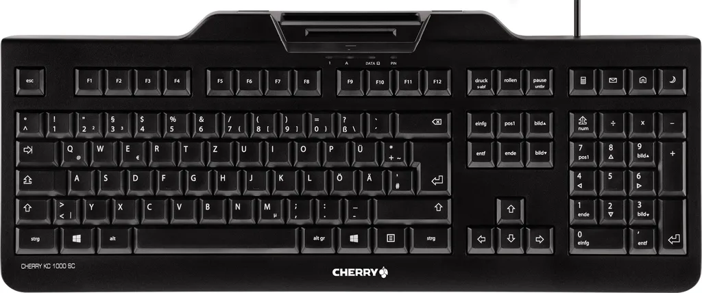 Clavier avec Lecteur de Carte à Puce Cherry KC 1000 SC Noir Sécurisé
