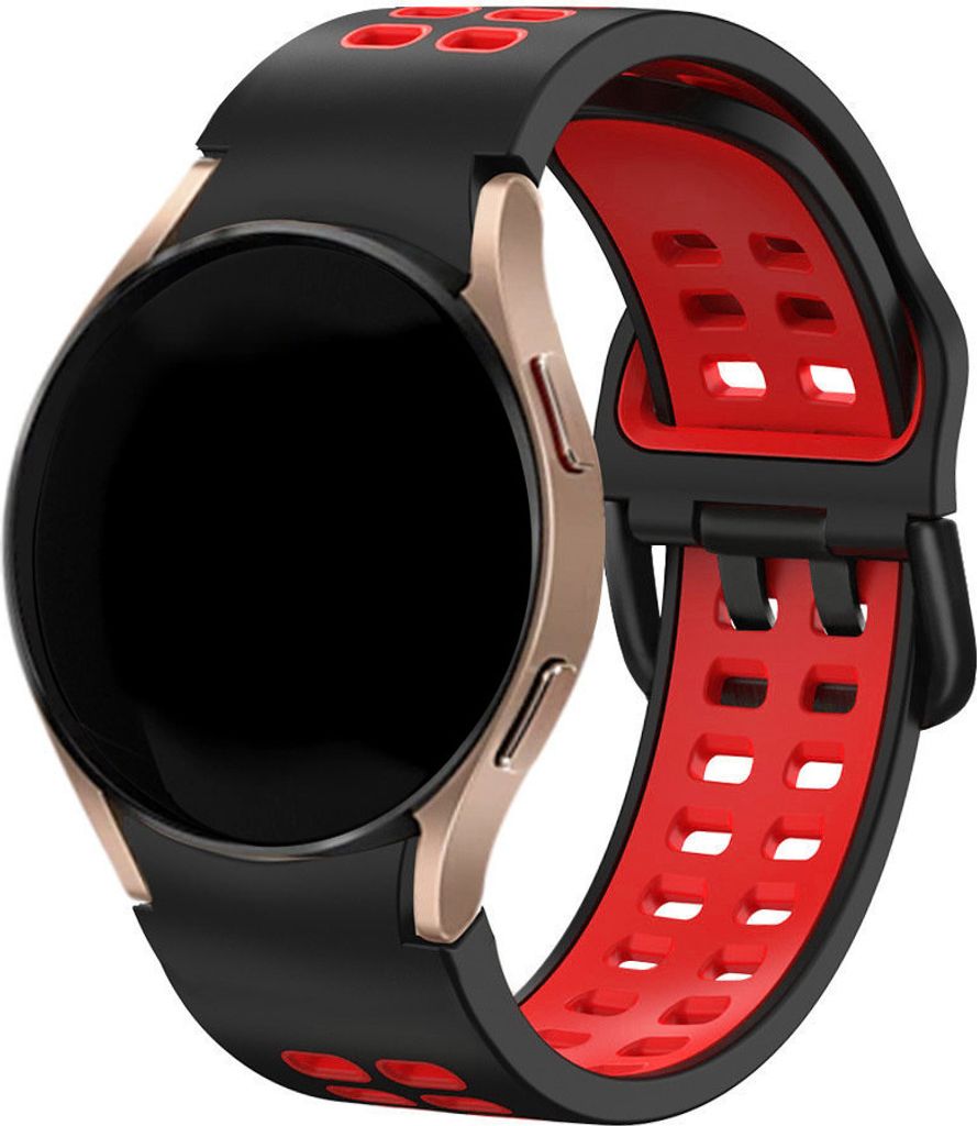 Strap-it Samsung Galaxy Watch 6 Classic 43mm Squared Sport Armband (Schwarz/Rot)