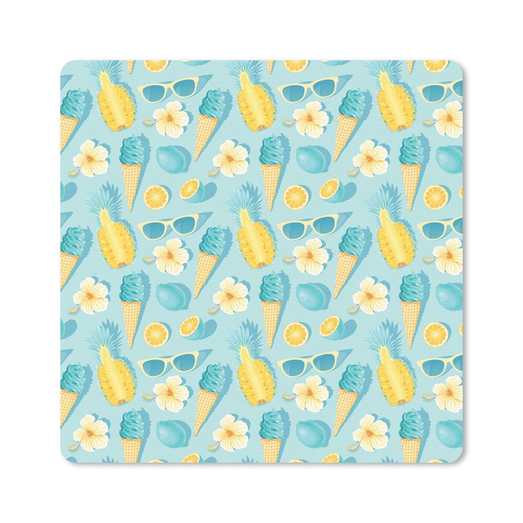 MuchoWow Mauspad Mousepad Sommer - Elemente - Blau - Muster 30x30 cm - Mousepads - Maus Mat - Pad - Mausunterlage - Gaming