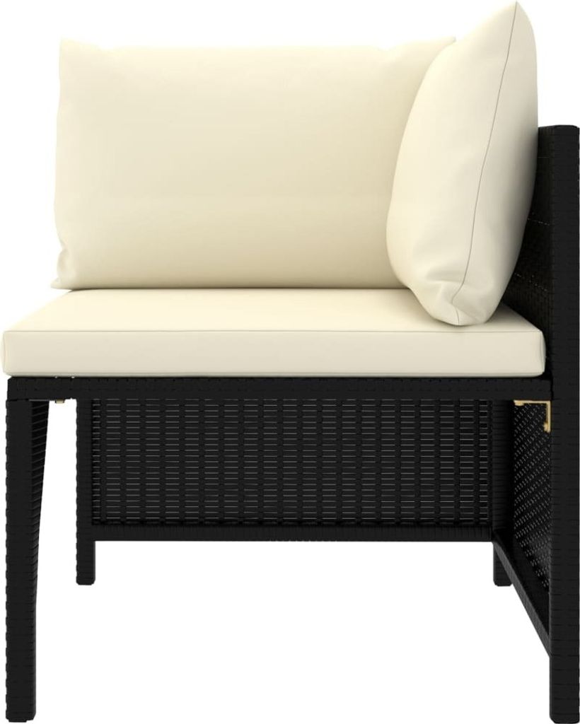 Divano angolare modulare con cuscini in poly rattan nero Immagine del prodotto 