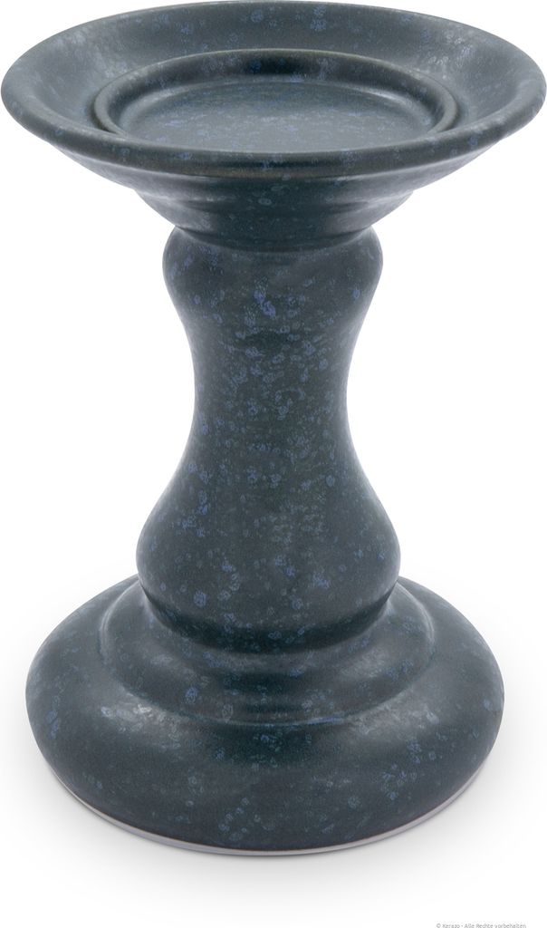 Bunzlauer Keramik Kerzenhalter Kerzenständer Ø13,1cm H19cm mit großer Stellfläche für Stumpenkerzen bis Ø8cm, Dekor ZIELON (Grün)
