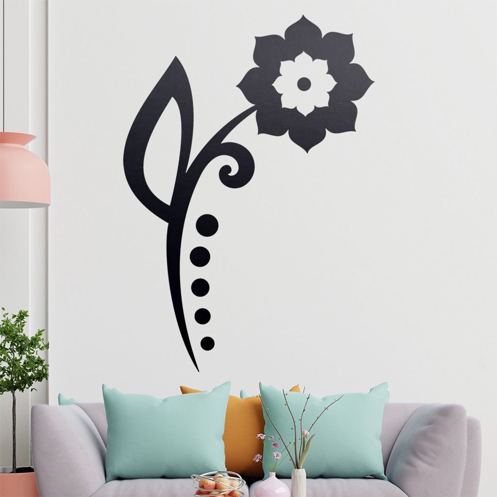 Blume - Linien Punkte Wandtattoo in 6 Größen - Wandaufkleber Wall Sticker - Dekoration, Küche, Wohnzimmer, Schlafzimmer, Badezimmer