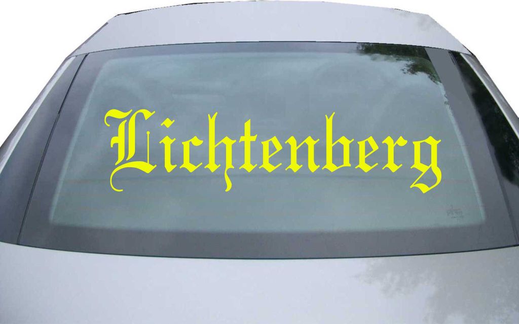 Indigos UG - Aufkleber Heckscheibe & Motorklappe DE6535 - neongelb - 600x150 mm - Stadt Lichtenberg - Auto Scheiben Fenster Heckklappe Tuning Racin...