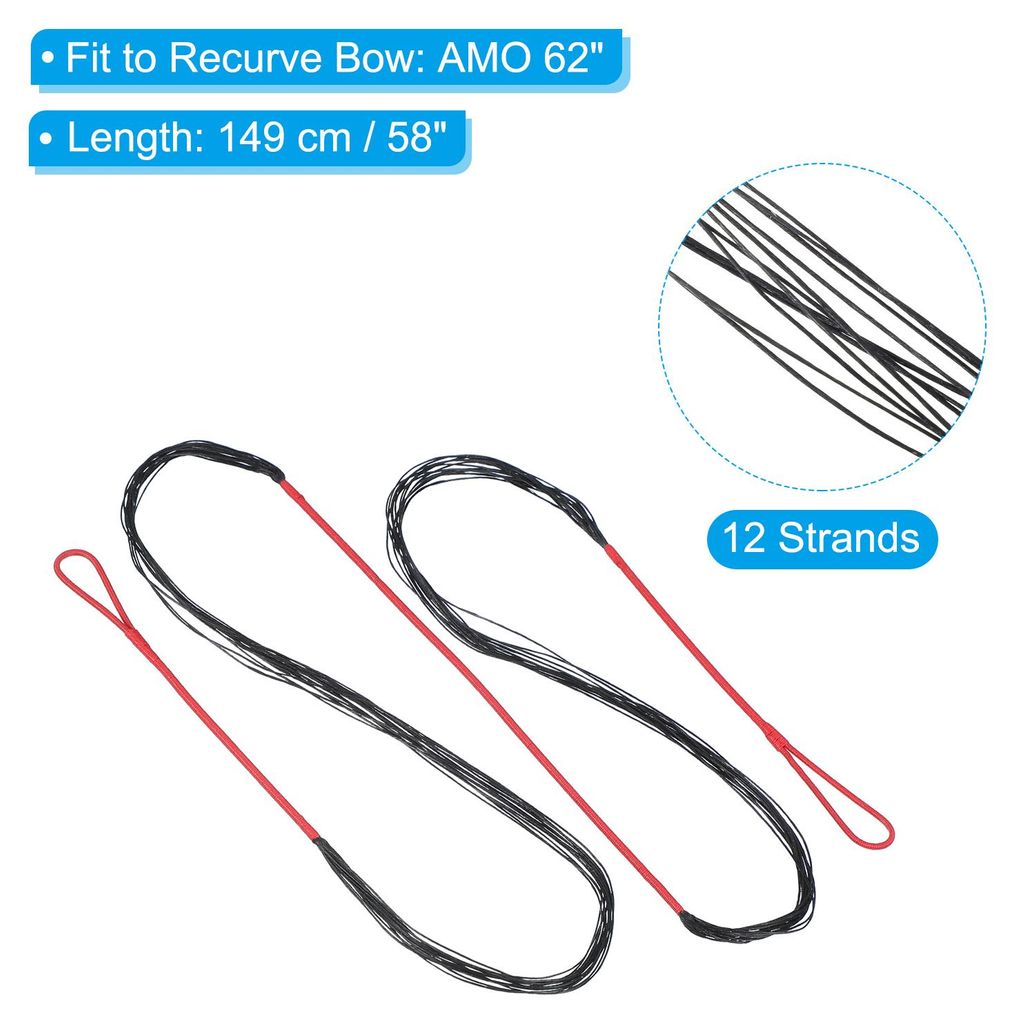 Bogenschnur Ersatz, 12 Str?nge Recurve Bogensehne mit Nockpunkt Bogenschie?en Zubeh?r Bogensehnen fš¹r AMO 62" Traditionellen Recurve Bogen, Rot ...