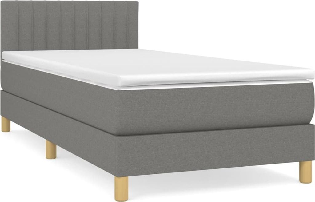 "2026 MODERNE"Boxspringbett - Einzelbett/Jugendbett mit Lattenrost - mit Matratze Dunkelgrau 90x190cm Stoff - Klassische Betten NeuMöbel637852