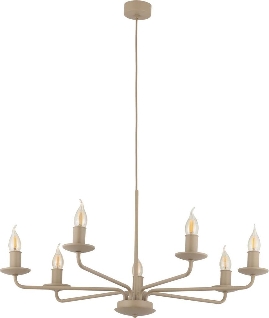 Hängelampe Metall E14 72 cm breit H: max. 86 cm Beige Retro Hängeleuchte