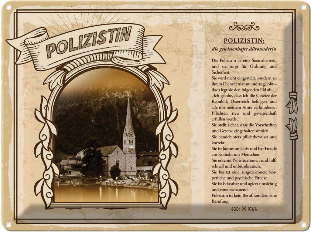 vianmo Blechschild 30x40 cm Polizistin Staatsdienerin Ordnung Beruf Arbeit